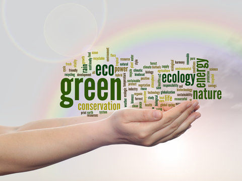 Conceptual green ecology word cloud