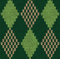 Style Seamless Green Color Knitted Vector Pattern