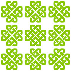 Celtic style knot seamless pattern. Green knots on white background. Vector illustration.