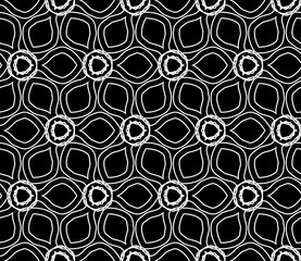 Vector modern seamless geometry drawed floral pattern , black and white abstract geometric background, pillow print, monochrome retro texture, hipster fashion design