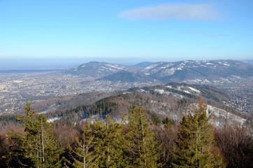 View of the Bielsko-Biala in Poland from Szyndzielnia