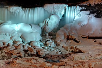 Frozen Niagara Falls at Night