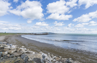 Landscape of Dublin bay  seacoast. Irishtown, Ireland