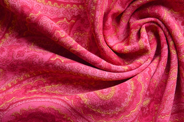 Red paisley background, cloth texture