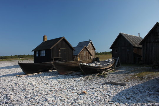 Old fisherman boats at Gotland