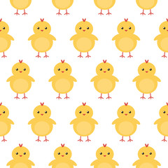 Cute baby chicken easter seamless pattern background.