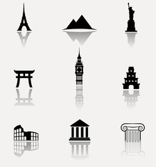 Monument vector icon set.