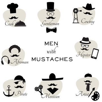 Different mustaches - vector illustration.
