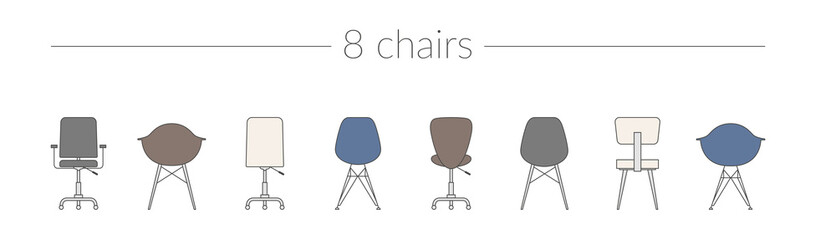 Vector Thin Line Icon Set Chairs - 105465310