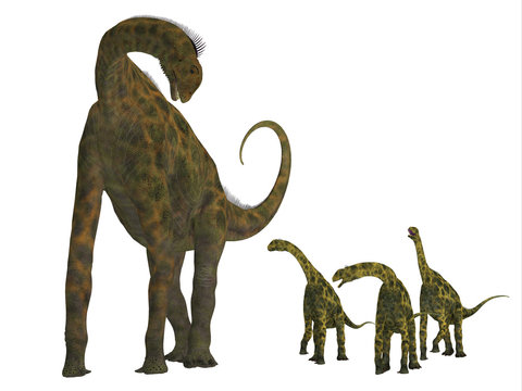 Atlasaurus Dinosaur with Babies -Atlasaurus was a large herbivorous dinosaur that lived in the Jurassic Period of Morocco, North Africa. 