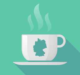 Long shadow cup of coffee with   a map of Germany