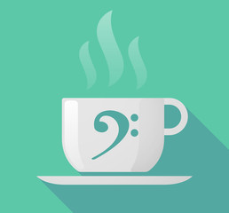 Long shadow cup of coffee with  an F clef