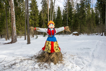 Bright beautiful effigy of Maslenitsa.