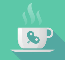 Long shadow cup of coffee with  a toy crank