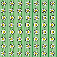 Floral pattern with daisies on dark and light green background