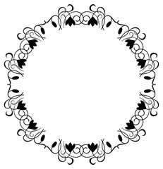 Obraz premium Round frame with silhouette flowers