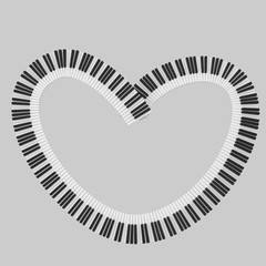 Naklejka premium Heart shaped piano keyboard design