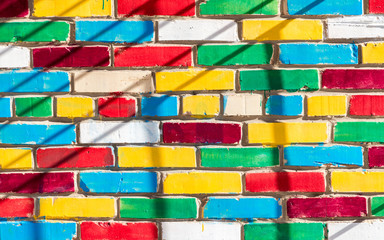 Colorful urban brick wall as creative background