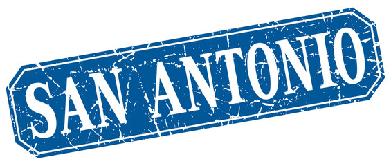 San Antonio blue square grunge retro style sign