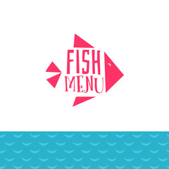 Fish menu  with sea waves