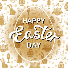 Obraz premium Easter greeting card with angel, egg, hare, dove