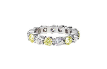 canary yellow diamond wedding band citrine ring isolated on white