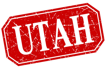 Utah red square grunge retro style sign