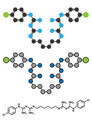 Chlorhexidine antiseptic molecule. 
