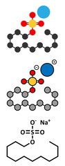 Sodium dodecyl sulfate (SDS, sodium lauryl sulfate) surfactant molecule