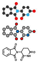 Thalidomide theratogenic drug molecule. 