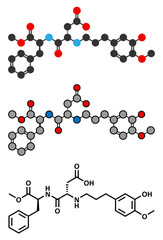 Advantame (E969) sugar substitute molecule.