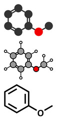 Anisole chemical molecule. Used in fragrances.