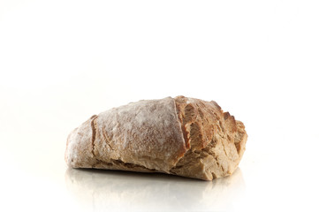 crispy bread on white background