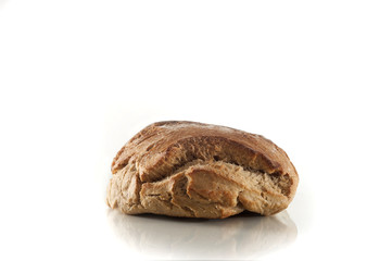 crispy bread on white background