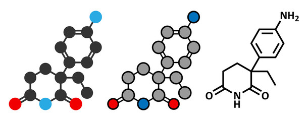 Aminoglutethimide anti-steroid drug molecule. 