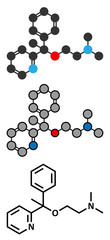 Doxylamine antihistamine drug molecule. 