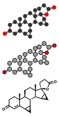 Drospirenone contraceptive drug molecule. 