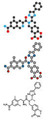 Eluxadoline irritable bowel syndrome (IBS) drug molecule.