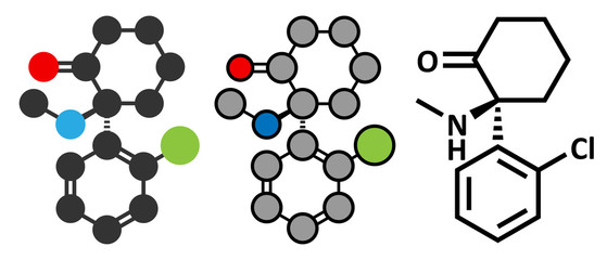 Esketamine antidepressant and anesthetic drug molecule.