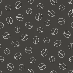 Fotobehang Koffie naadloos vectorpatroon met koffiebonen