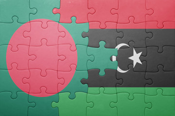 puzzle with the national flag of bangladesh and libya