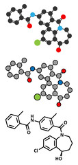 Tolvaptan hyponatremia (low blood sodium level) drug molecule.