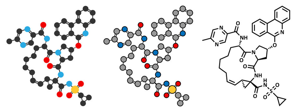 Paritaprevir hepatitis C virus (HCV) drug molecule (NS3-4A serin