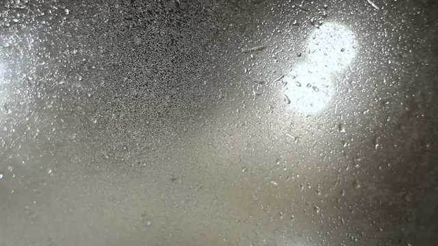 Technical treatment of the aircraft with defroster. Preparation of plane for flight in winter night.