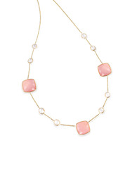 Pink Gemstone diamond necklace with chain isolated on white