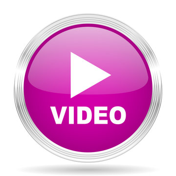 video pink modern web design glossy circle icon