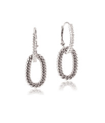 Diamond dangle drop earrings isolated on white