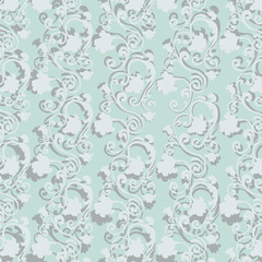 Vintage floral swirl ornament pattern with shadow. Vector