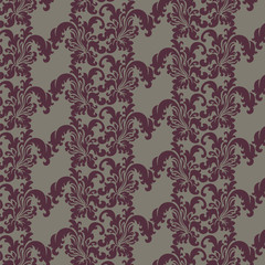 Vintage Royal floral Damask ornament pattern in Red color. Vector