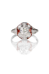 Red diamond and ruby antique engagement ring